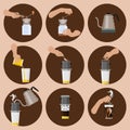 Vietnamese Drip Coffee Brewing Instruction Vector Illustration Icons Set Royalty Free Stock Photo