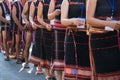 Vietnamese ethnic minority people closeup wears traditional costumes performing a traditional dance at an event organised in Dakla Royalty Free Stock Photo