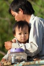 Vietnamese father and little daughter