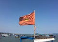 Vietnamese flag on the fishing boat in Ninh Hoa, Vietnam Royalty Free Stock Photo