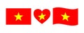 Vietnamese flag signs set. Vietnamese heart shape. Vietnam Independence Day. National symbols of Vietnam