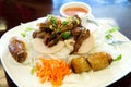 Vietnamese Flat Rice Vermicelli Noodles Combination Plate