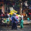 Vietnamese flower market in Hanoi Vietnam