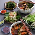 Vietnamese food, bun rieu and canh bun Royalty Free Stock Photo