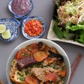 Vietnamese food, bun rieu and canh bun Royalty Free Stock Photo