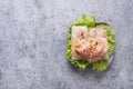 Vietnamese food spring rolls with vegetables, shrimps on grey stone background. Asian cuisine Royalty Free Stock Photo