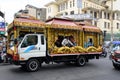 Vietnamese hearse with golden decorations and dragon in the streets of Ho Chi Minh Cit former Saigon.