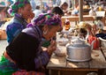 Vietnamese Hmong tribe having meal as breakfast