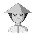 Vietnamese.Human race single icon in monochrome style vector symbol stock illustration web.