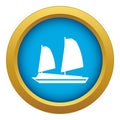 Vietnamese junk boat icon blue vector isolated