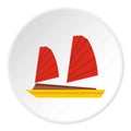 Vietnamese junk boat icon, flat style