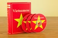 Vietnamese language textbook with flag of Vietnam and CD discs o