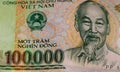 Vietnamese money currency 100k note Royalty Free Stock Photo
