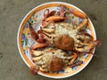 Vietnamese mud crab Scylla serrata BBQ crab or grilled crab Royalty Free Stock Photo