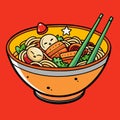 Vietnamese Noodles Illustration and Creative Unique Design Royalty Free Stock Photo