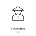 Vietnamese outline vector icon. Thin line black vietnamese icon, flat vector simple element illustration from editable people