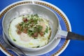 Vietnamese pan-fried egg with toppings Royalty Free Stock Photo