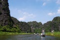 Vietnamese people and foreign traveler travel visit and amazing boat tour trip Tam Coc Bich Dong or Halong Bay on Land and Ngo