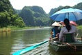 Vietnamese people and foreign traveler travel visit and amazing boat tour trip Tam Coc Bich Dong or Halong Bay on Land and Ngo