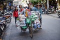 Vietnamese people often use cargo bikes to sell their goods on the streets of Hanoi Royalty Free Stock Photo