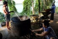 Vietnamese people process mussel