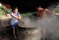 Vietnamese people process mussel