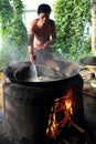 Vietnamese people process mussel