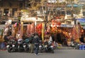 Vietnamese people sell Tet decorations