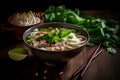 Vietnamese pho beef noodle soup bowl