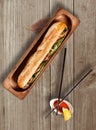 Vietnamese Pork Banh Mi Sandwich. Cucumber, bread. Royalty Free Stock Photo