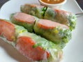 Vietnamese Pork Sausage Spring Rolls