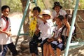 Vietnamese pupil playing after school