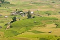 Vietnamese rice terraced paddy field in harvesting season. Terraced paddy fields are used widely in rice, wheat and barley farming Royalty Free Stock Photo