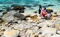 Vietnamese scene: People on the beach in Nha Trang.