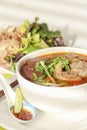 Vietnamese soup containing rice vermicelli and beef