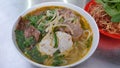 Vietnamese Spicy Beef Noodle Soup (Bun Bo Hue). Bun Bo Hue Is A Popular Food And Must Try In Vietnam. Royalty Free Stock Photo