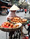 Vietnamese street vendor with fruit - Hanoi - Vietnam Royalty Free Stock Photo