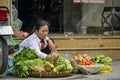 Vietnamese street vendor in Hanoi Royalty Free Stock Photo