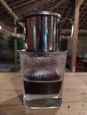 Vietnamese style coffee drinking method Royalty Free Stock Photo