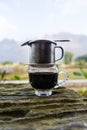 Vietnamese Style Drip Coffee with Condense Milk in Vietnam Royalty Free Stock Photo