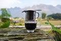 Vietnamese Style Drip Coffee with Condense Milk in Vietnam Royalty Free Stock Photo