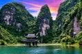 Vietnamese temple in Trang An, Vietnam. Famous place in Tam coc Royalty Free Stock Photo