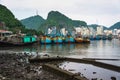 Vietnamese traditional fishing boats in the port