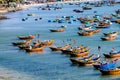 Vietnamese traditional fishing boats resting at sea Royalty Free Stock Photo