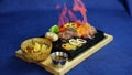 Vietnamese traditional grilled beefsteak on a hot stone. Royalty Free Stock Photo