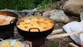 Vietnamese traditional Orange Cake in oil pan