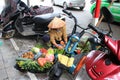 Vietnamese vegetable vendor with baskets