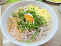 Vietnamese vermicelli with egg, chicken and pork or Bun thang in