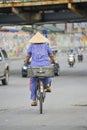 Vietnamese woman on a bike Royalty Free Stock Photo