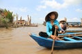 Vietnamese woman paddling Royalty Free Stock Photo